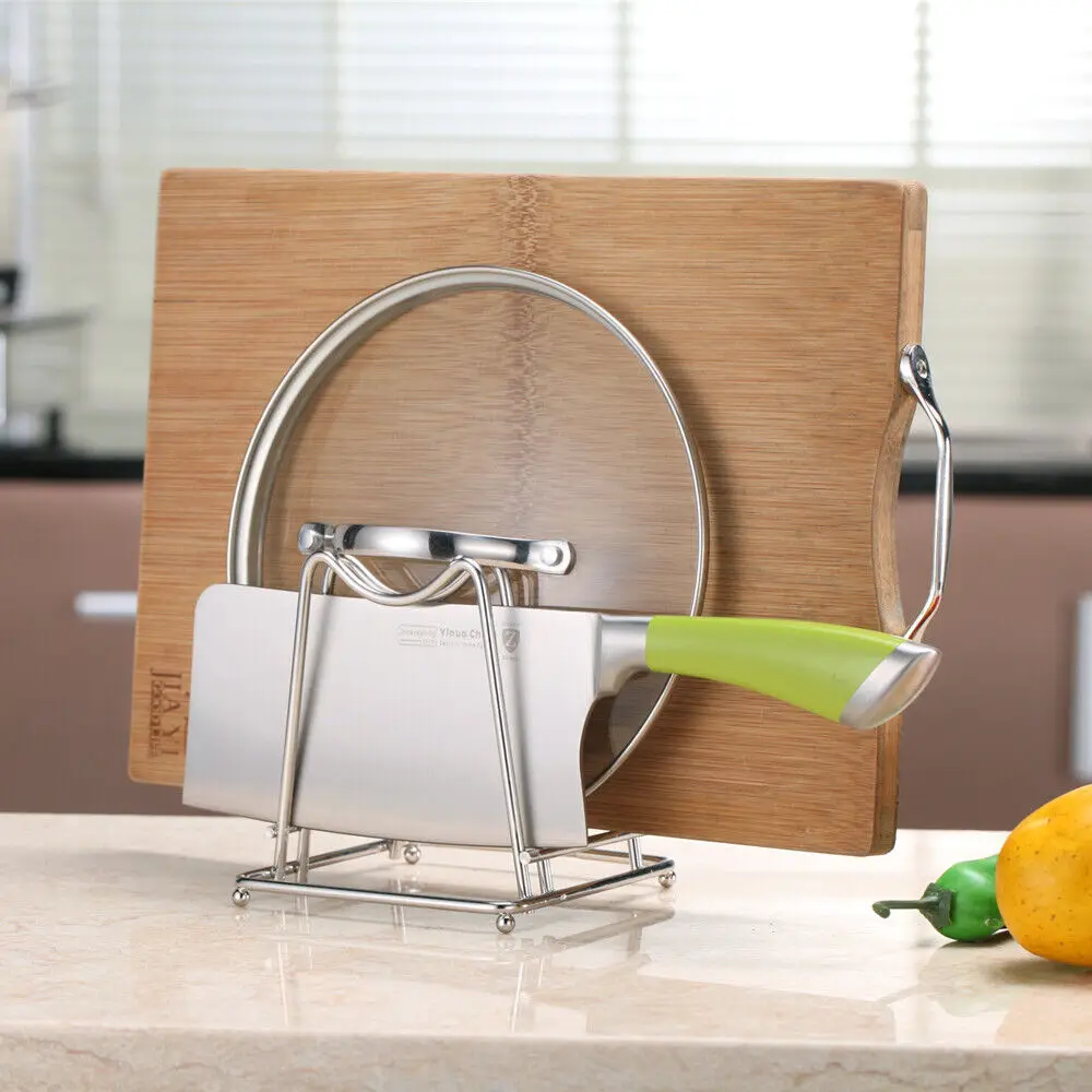 Stainless Steel Cutting Board Holder Chopping Lid Stand Rack Organizer Tool
