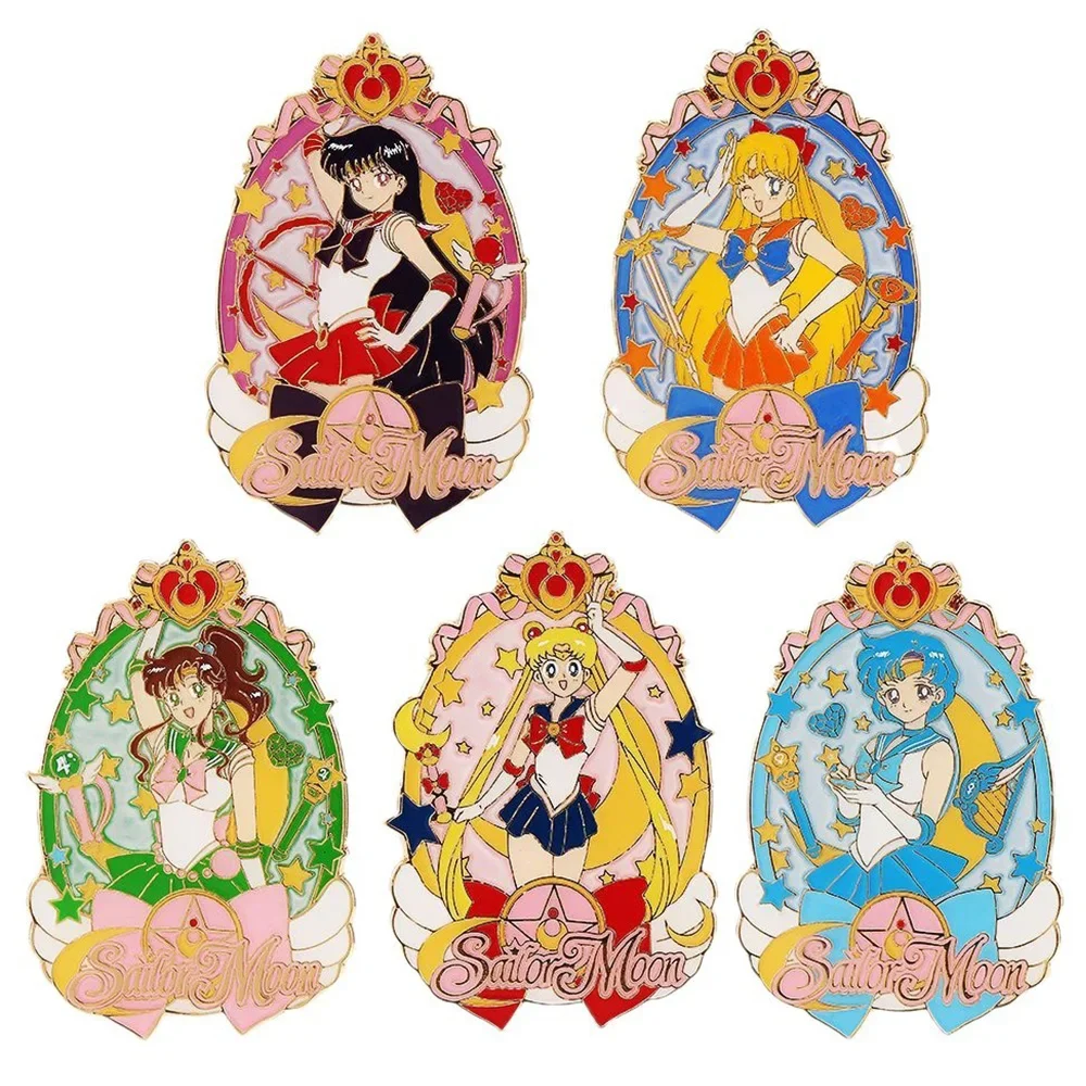 Anime Sailor Moon Enamel Badges Tsukino Usagi Pins Pedant Kawaii Japanese Manga Brooches for Backpack Clothing Lapel Cosplay Toy