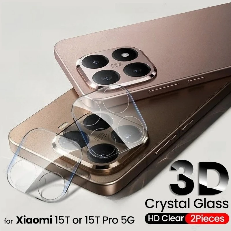 2Pcs 3D Clear 9H Tempered Glass Curved Camera Protector For Xiaomi15T Xiaomi 15T 15 T Pro Lens Case Kisomi Xiomi Mi15T Mi15TPro
