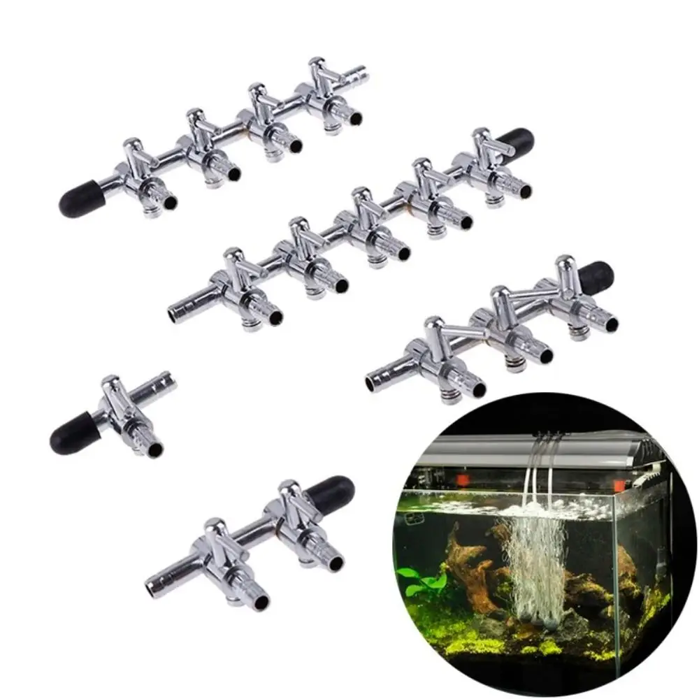 Langlebiges 1 2 3 4 5 Wege Luftventil Edelstahl Aquarium Luftverteiler Steuerschalter Ventil