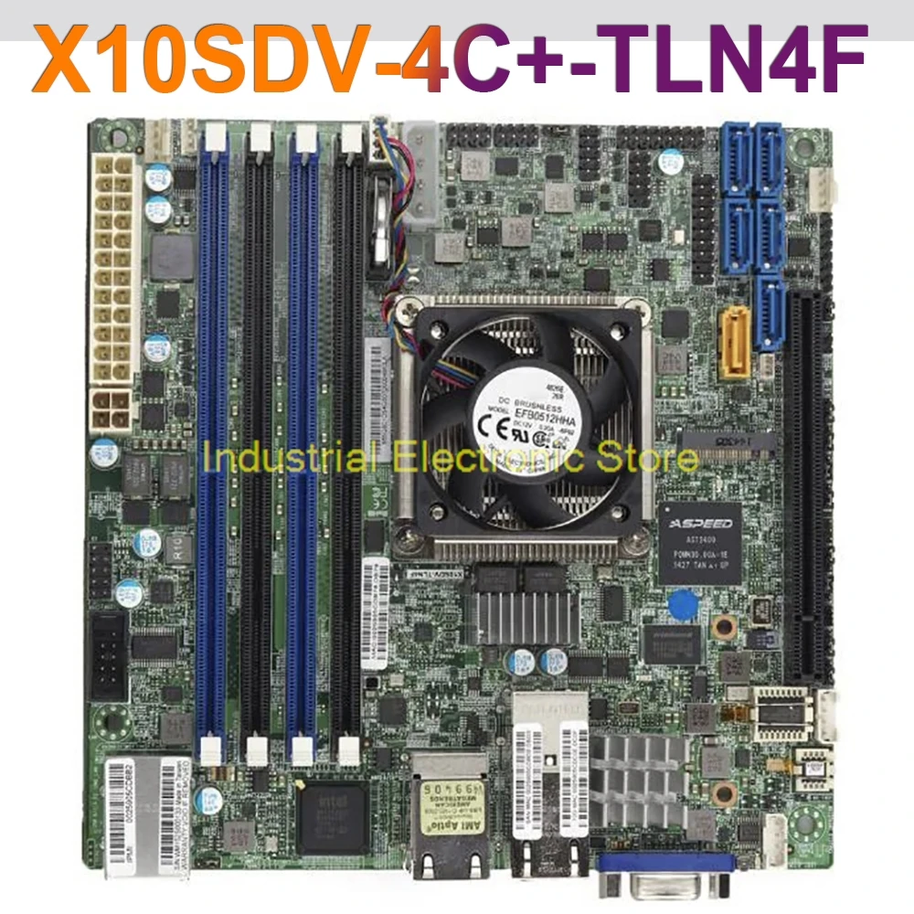 New Xeon Processor D-1518, Single Socket FCBGA 1667 Mini-ITX DDR4-2133MHz 4*SATA3 (6Gbps) Port For Supermicro X10SDV-4C+-TLN4F 