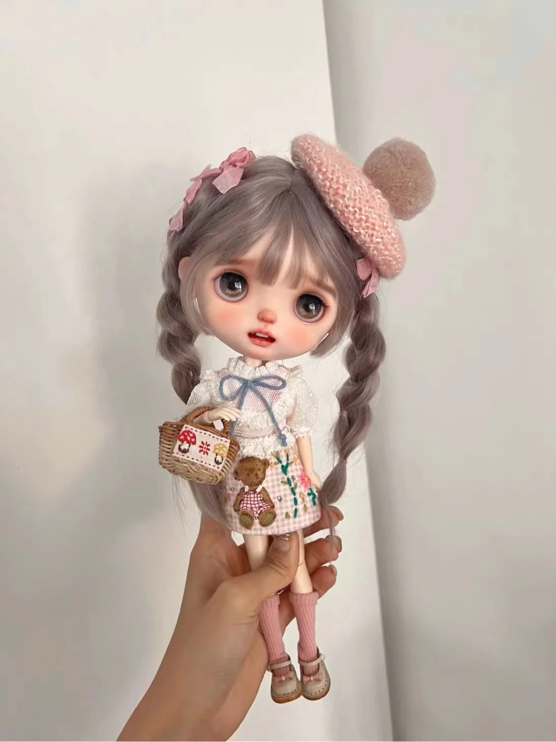 BJD Blythe dress Clothes Pink Bear skirt 1/6 30cm  Dolls (Fit for Pullip,Ob24, ob22、Licca)