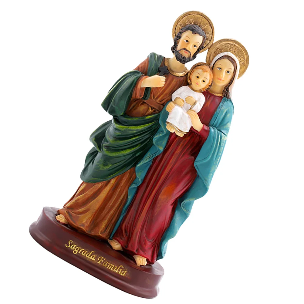 

Resin Jesus Nativity Desktop Sculpture Decorative Ornament Christmas Table Home Office Living Room