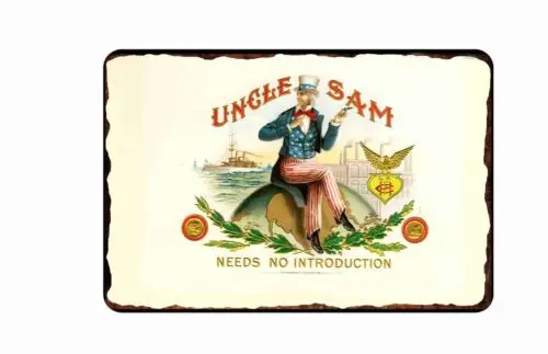 Uncle Sam Cigars Tin Sign  8x12 Vintage Cigar Labels 1890-1900 advertising