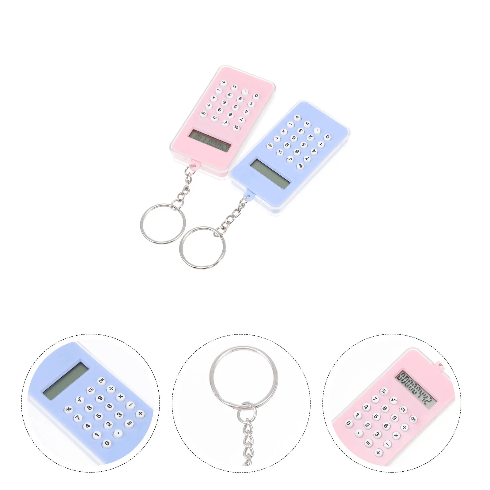 2pcs Calculator Pendant Acrylic Keychain Creative Hanging Decor Practical Calculator Office Use Toy Gift