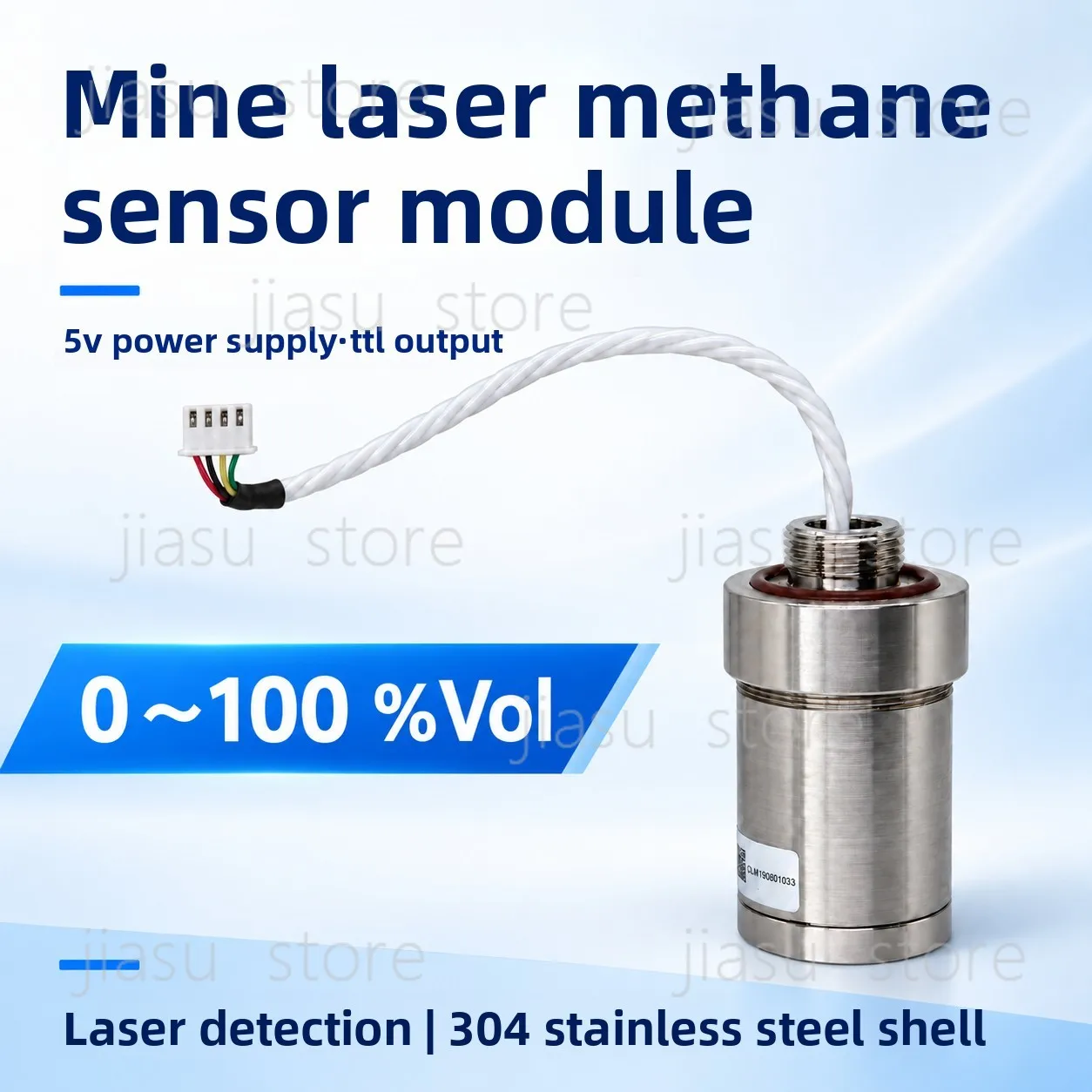 Mining Laser Methane Sensor Module, 5V Power Supply TTL Serial Output, Gas Concentration Detector 304 Stainless Steel