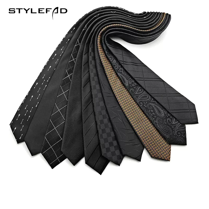 High Quality Korean Version of Men's Tie Trendy Fashion Styling Hand Made British Casual 6CM Narrow Black