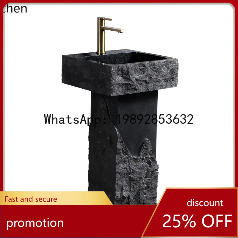 

HT Stone Pedestal Basin Outdoor Courtyard Washbasin Household Balcony Wash Basin Sink
