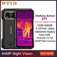Ulefone Armor 27T Rugged Phone 12GB+256GB Thermal Imager 10600mAh 6.78'' Android 14 Helio G99 Night Vision 4G NFC Smartphone