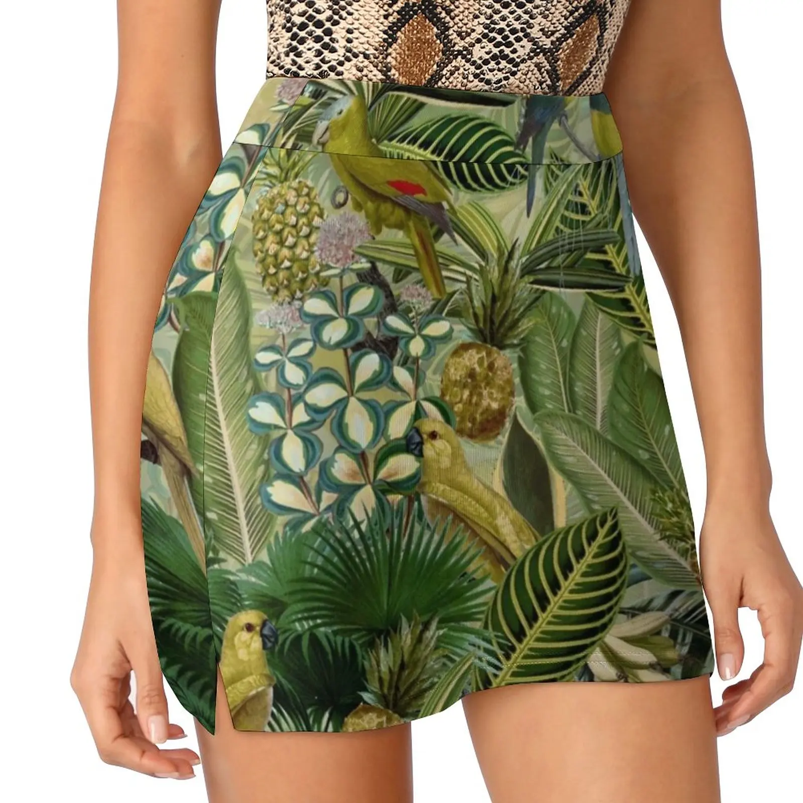 Jupe d'été Vintage pour femmes, pantalon résistant à la lumière, motif oiseaux tropicaux, Jungle, jardin, mode coréenne