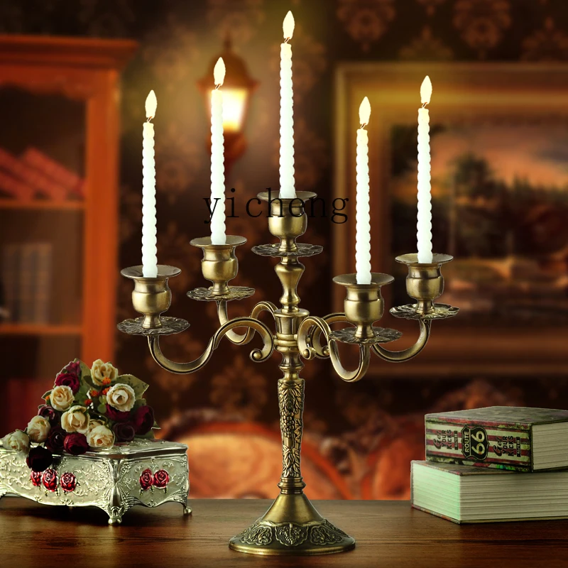 YFY  retro nostalgic three-headed five-headed alloy candlestick ornament birthday party romantic candlelight dinner