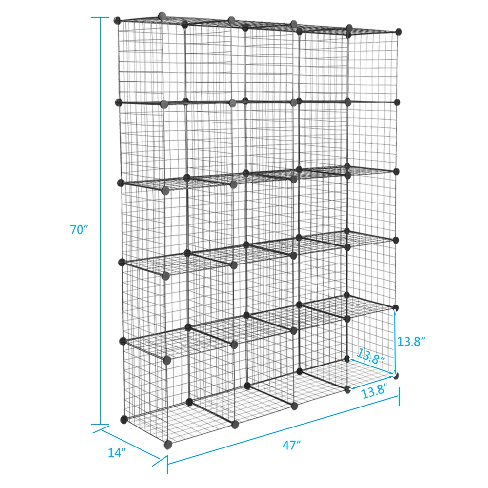 Multifuncional Wire Cube Prateleiras, 20-Cube Organizer, Metal Grade Cubbies Modular, Origami Design, Armazenamento e Estante