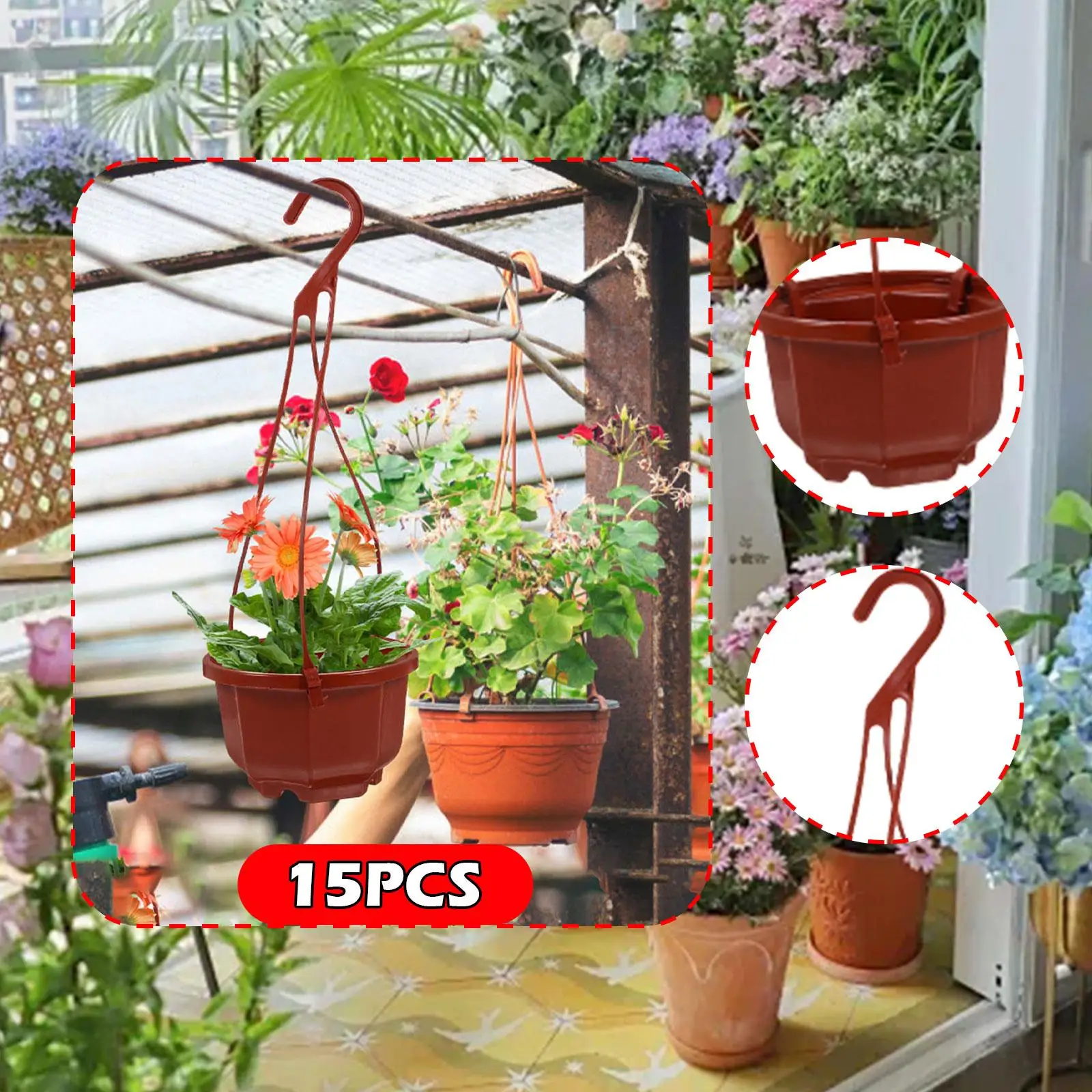 

15Pcs Hanging Planters with Drainage Holes for Balcony Gardening Porch