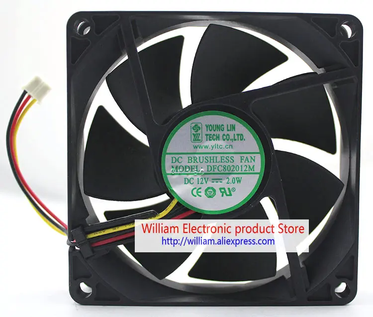 

DFC802012M DC12V 2.0W DFC802012H 2.8W 8cm 80x80x20MM 3Lines Cooling Fan