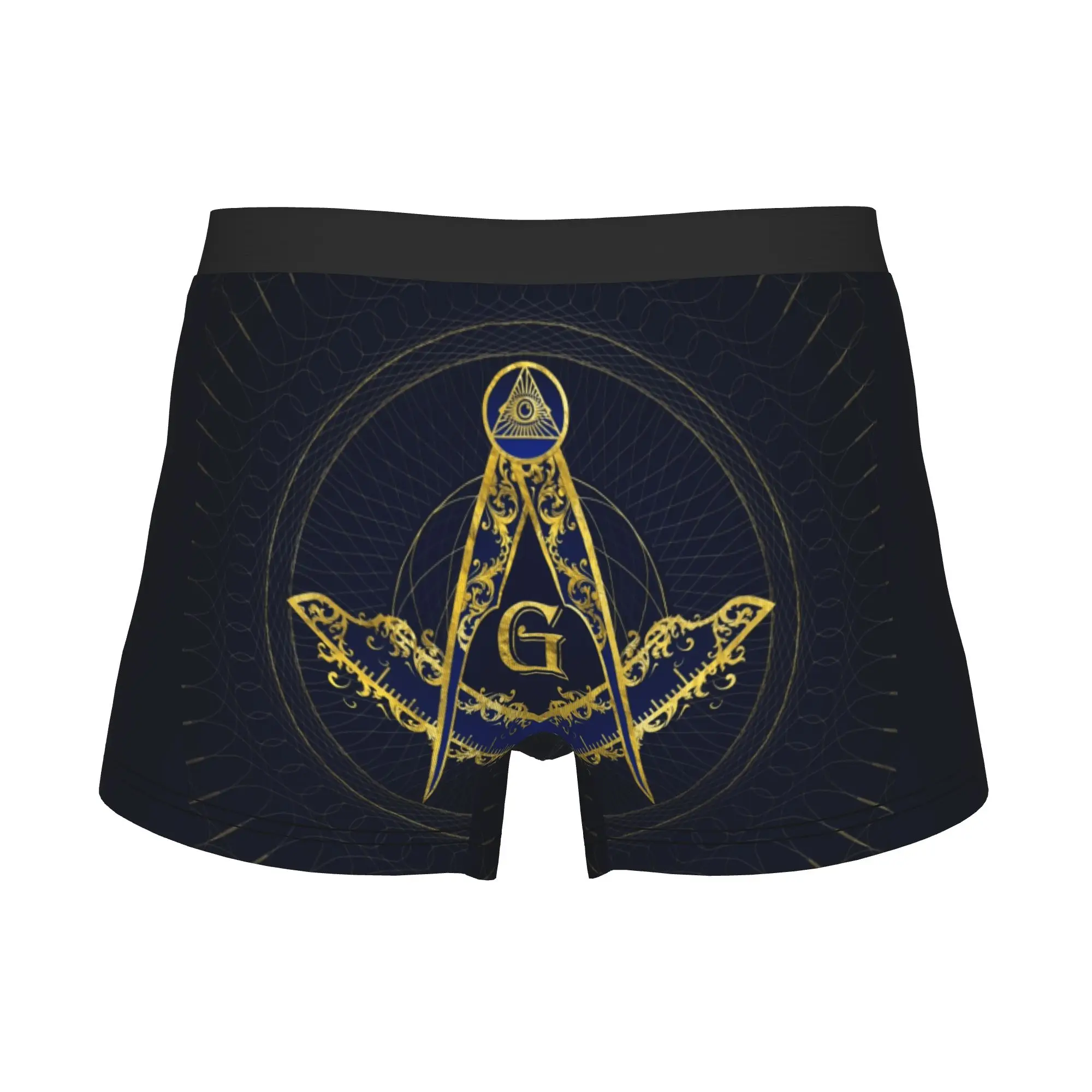 Funny Compasses Freemasonry Symbol Boxers Shorts Panties Male Underpants Stretch Masonic Briefs Underwear