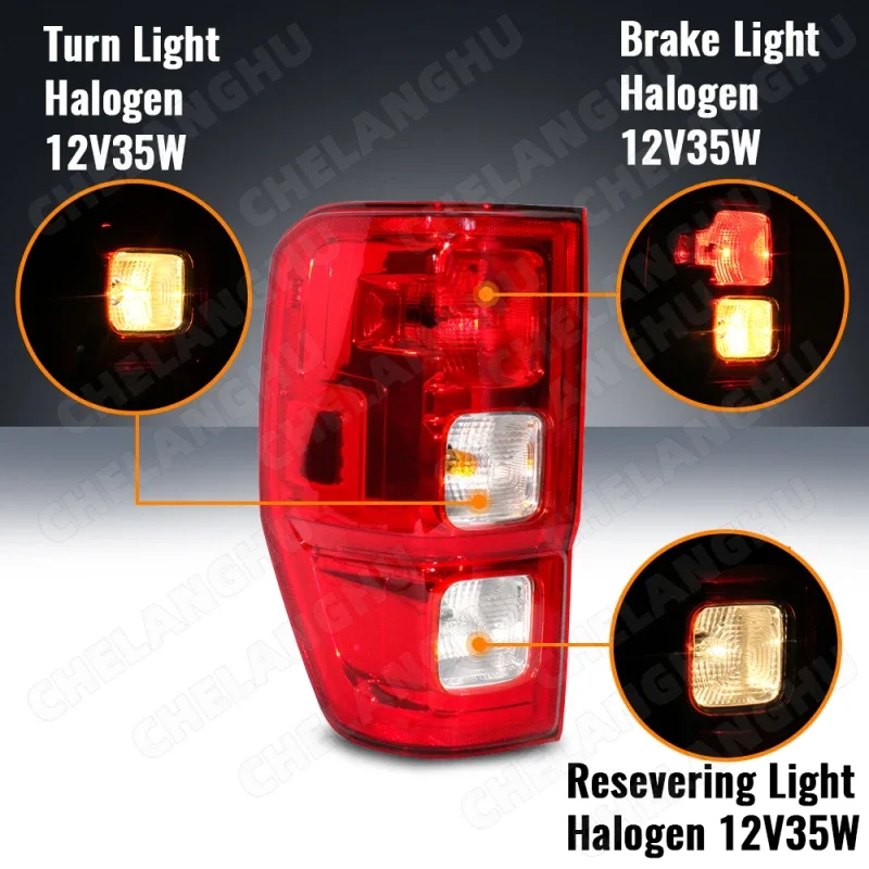 1Pc Left Side Tail Rear Lamp light For  Ford Ranger 2019 2020 2021 2022 Auto Taillight Brake Halogen Lamp Without Blind Spot