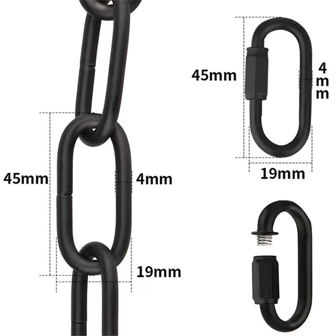 4mm Thick Extension Metal Chain for Pendant Light Black White Extension Heavy Duty Hanging Chains Locker Lift for Lighting