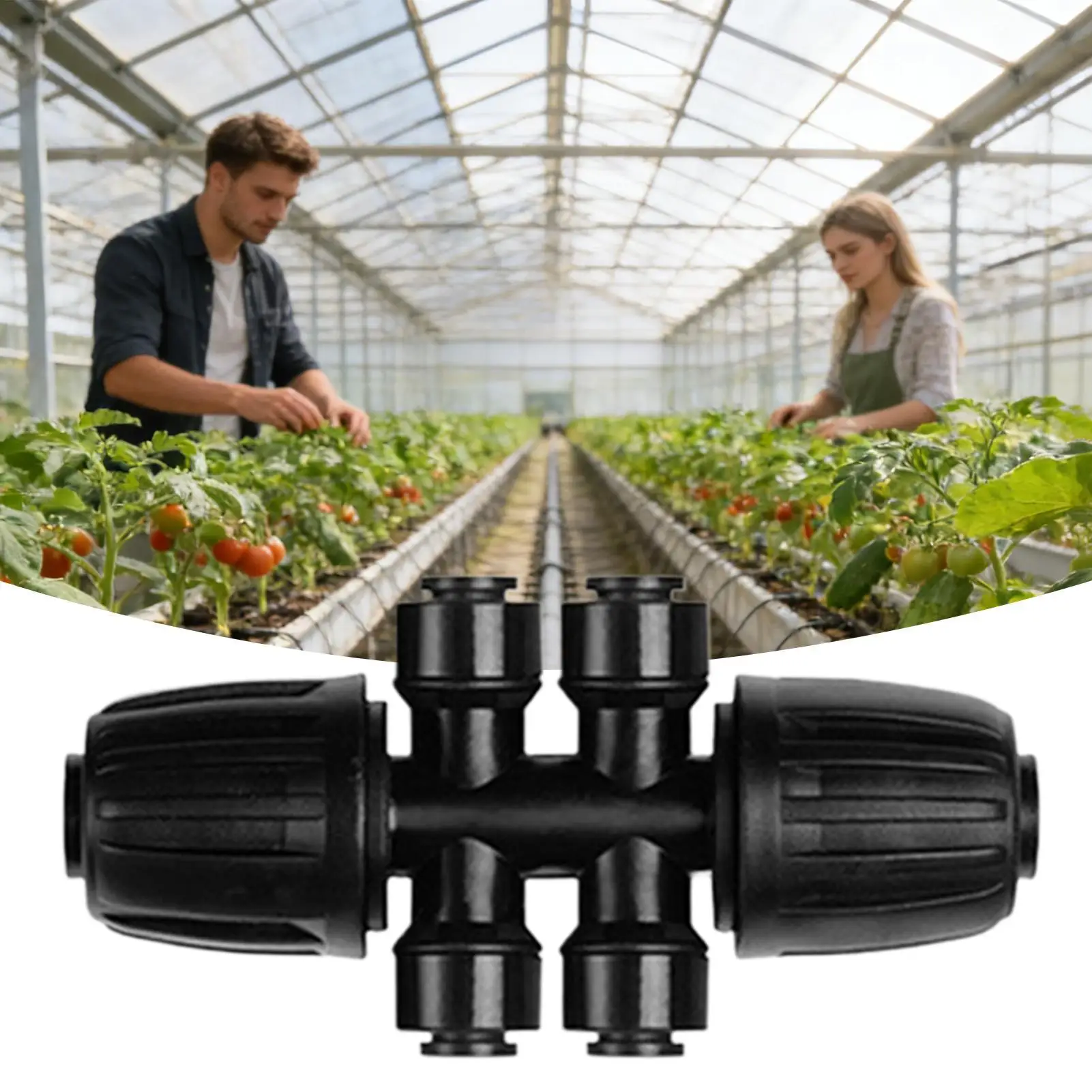 Drip Irrigation Fittings 6-Way Drip Line Splitter Parts Anti-Drop Irrigation Connectors for Outdoor Garden Lawn Backyard Flower