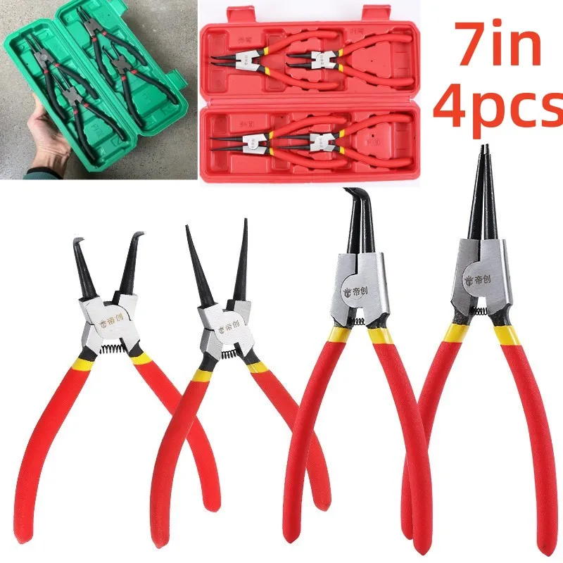 4pcs-heavy-duty-precision-spring-pliers-with-straight-curved-mouth-for-disassembling-ring-fixation-and-removing-hoses、gaskets