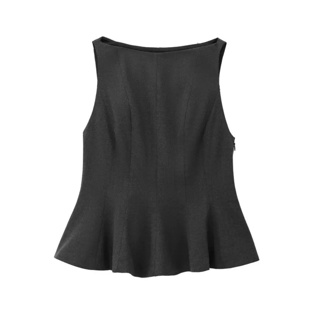 

Winter Women's Elegant Ruffle Hem Top European American Style One Character Collar Fashionable Outerwear for Ladies