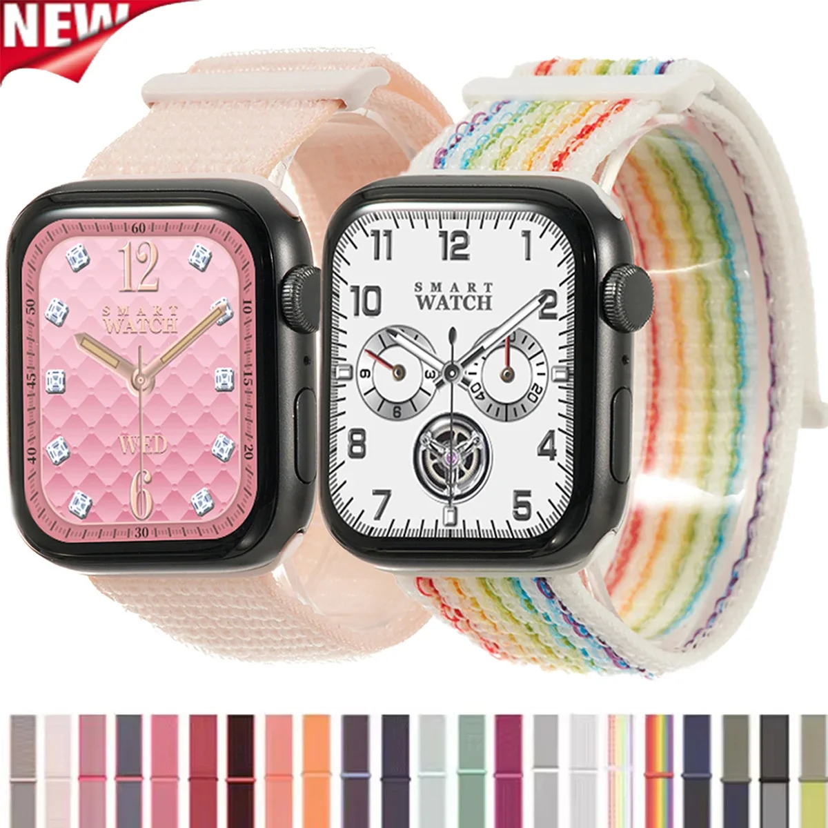 Two-section nylon braided strap For Apple Watch Ultra 8 7 6 5 4 SE 49 45 41 44 40mm  Wristband for iWatch Series 3 42mm Belt