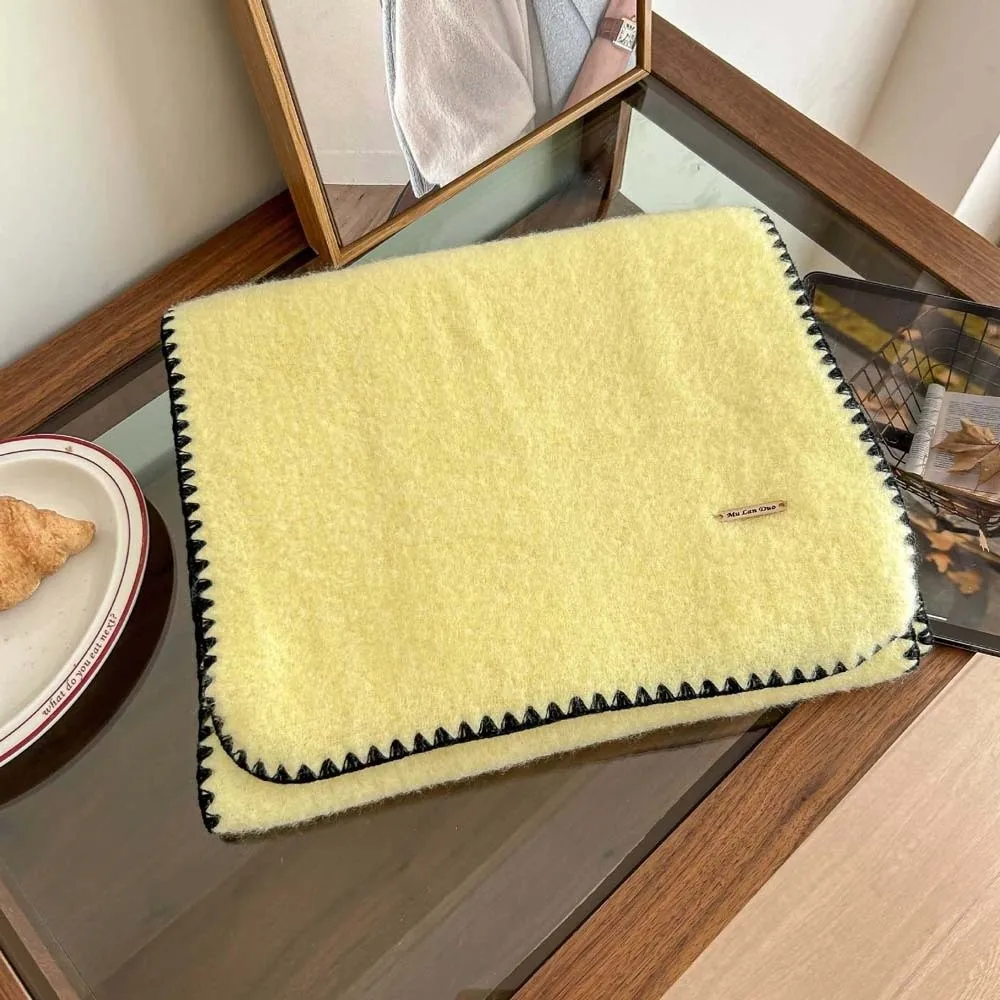 هدايا البوليستر قفل حافة الشتاء وشاح لينة كلاسيكية طويلة سميكة وشاح الرقبة الباردة واقية بلون المرأة دفئا وشاح عيد الميلاد #2