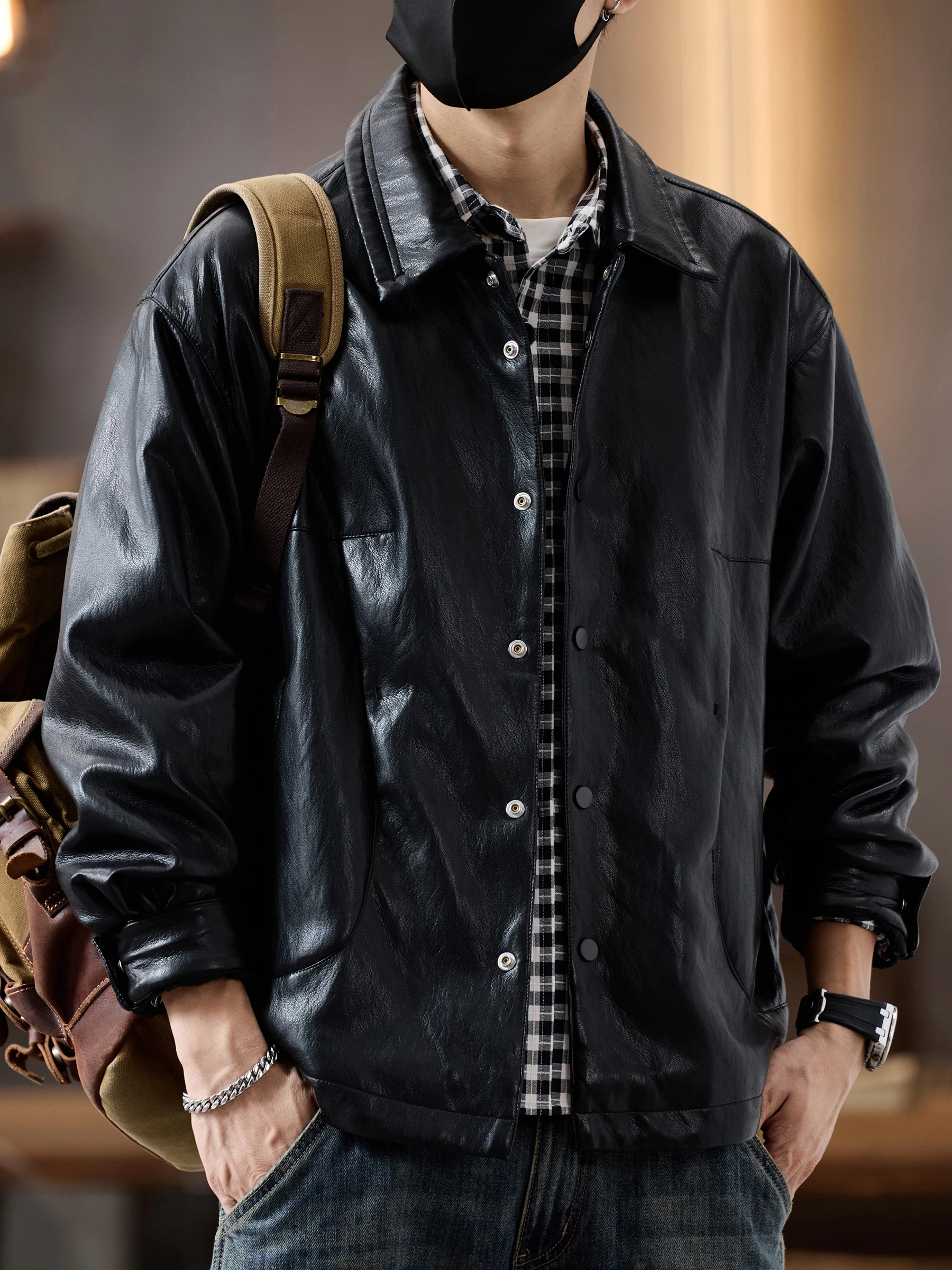 

Мужская куртка из мягкой кожи в американском стиле ретро, весенне-осенняя свободная мотоциклетная куртка высокого класса irt Sle Leather Jaet