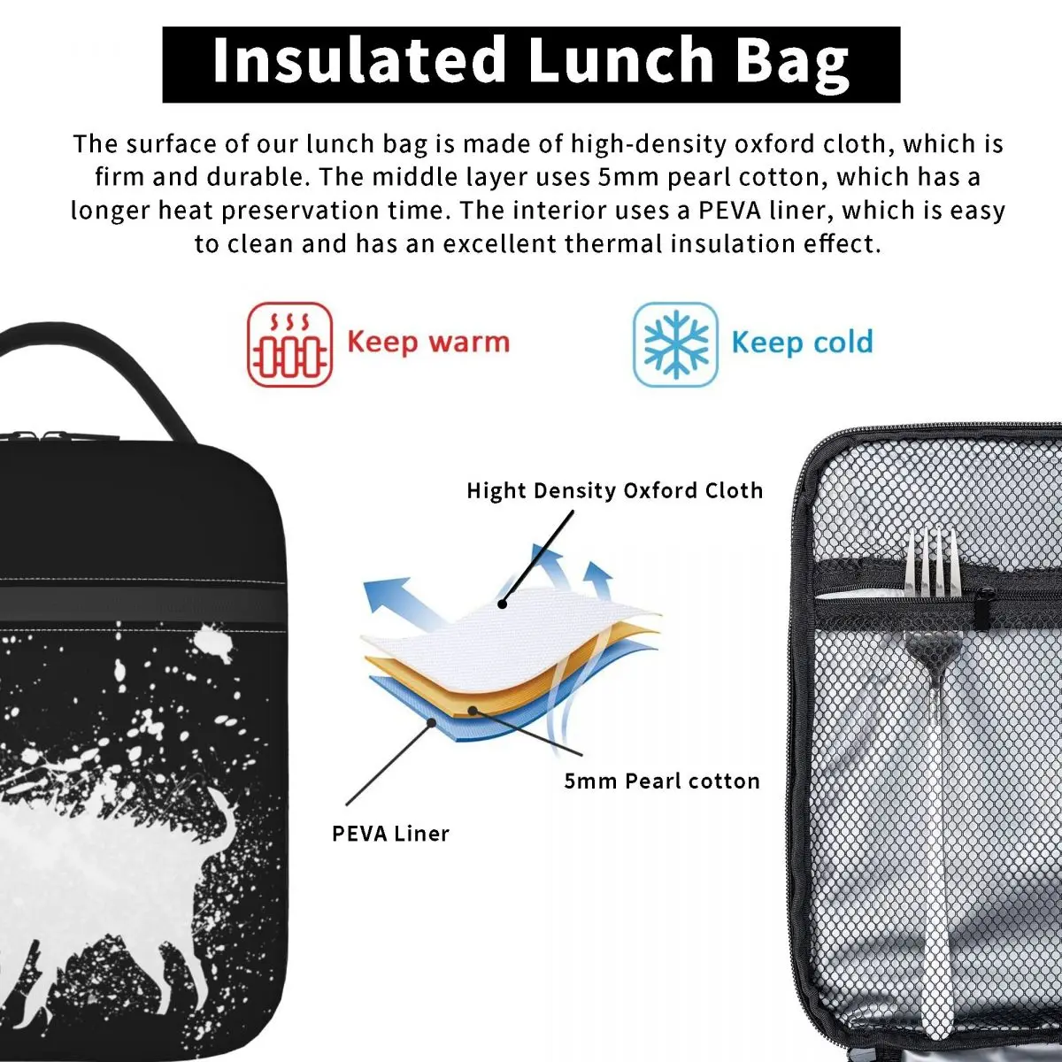 Banksy Splash Dog Insulated Lunch Bag for Women Children Leakproof Food Boxes Thermal Lunch Box Tote