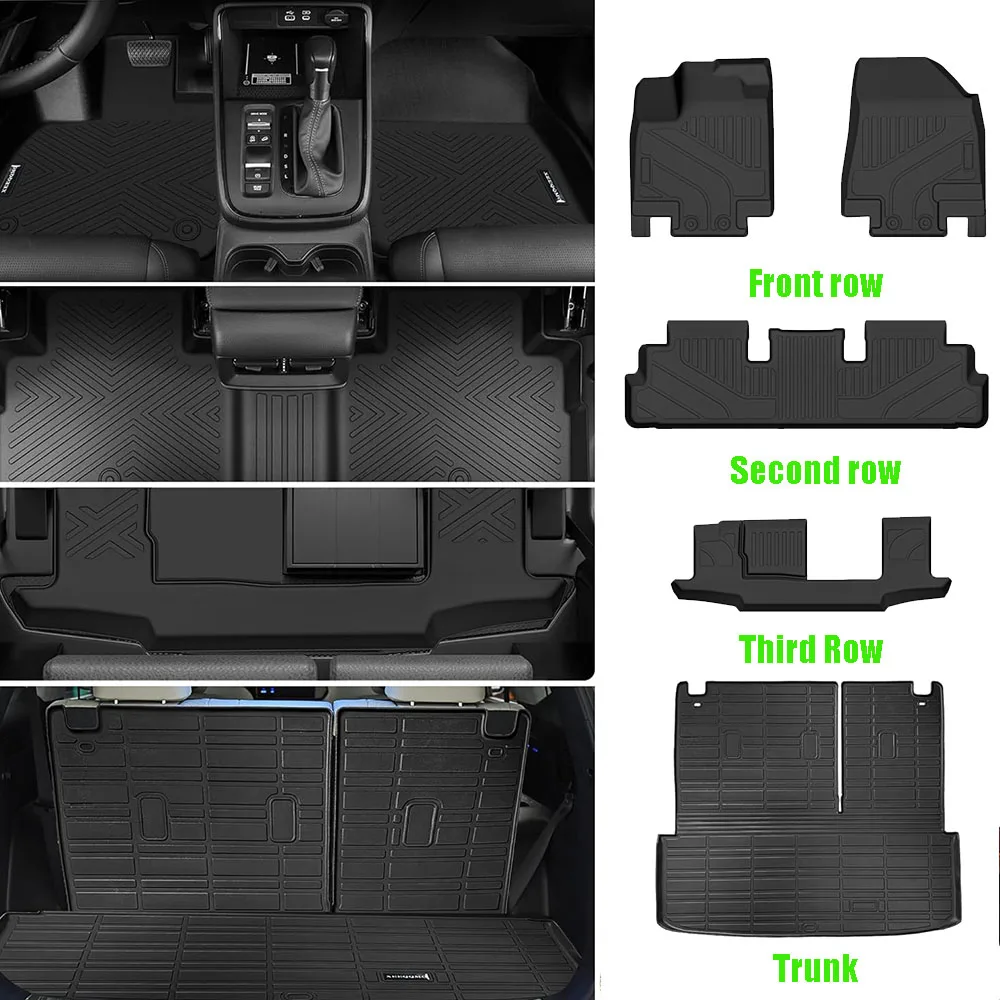 For Nissan Pathfinder 7/8 Seat 2022-2025 TPE Floor Mats and Backrest Mat, All Weather Floor Liners Trunk Mat Heavy Duty Pad