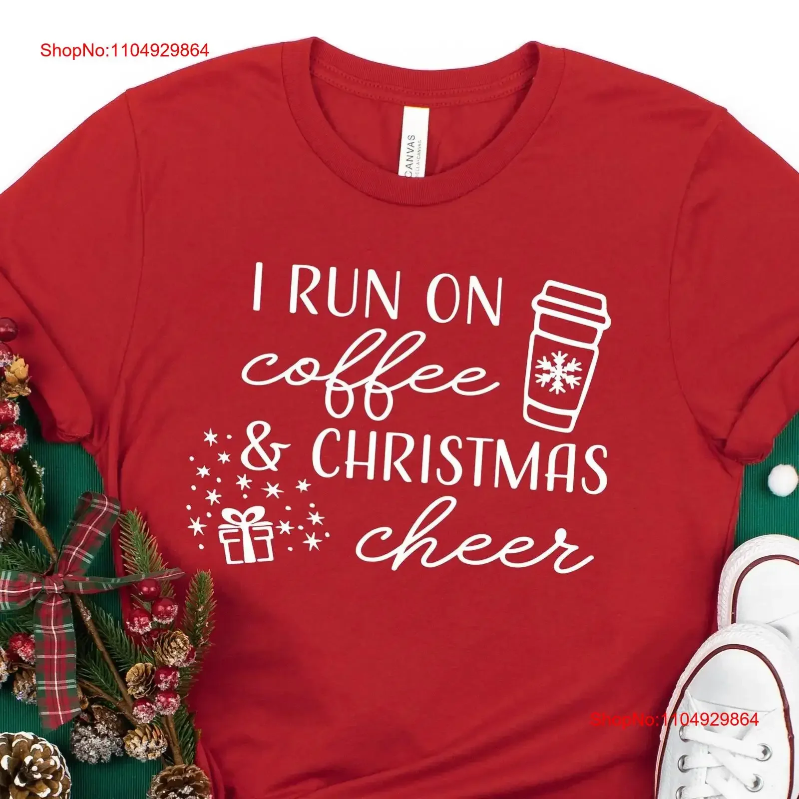 

I run on Coffee and Christmas Cheer T Shirt Holiday Family vintage Washed fashion designer clothes Casual Versatile Soft Unisex