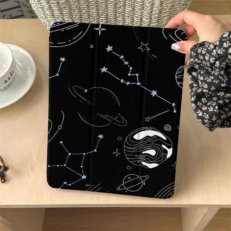 For Apple iPad Pro 2024 11 inch 2025 Air 5/4 10.9 iPad 10 9.7 10.2/10.5 mini 6/5/4 Case with Pen Holder Space Planet Cute Cases