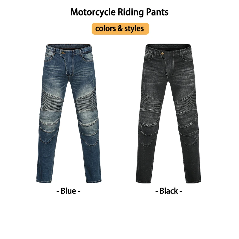 Men Vintage Moto Jeans, All Seasons Motorcycle Touring Trousers with Protective Gear, Motorbike Riding Denim Pants