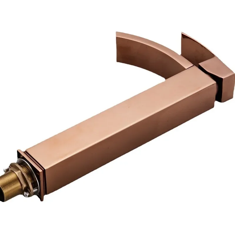 

Rose gold bathroom basin, washbasin, waterfall, hot and cold faucet, sitting single hole table basin mixed faucet