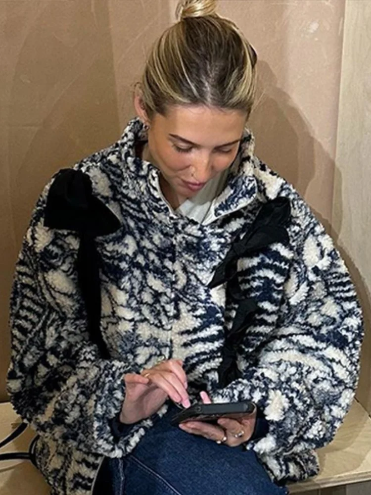 

Флисовая куртка, пальто, женское шикарное пальто с воротником-стойкой, пальто большого размера с бантом, теплая осенне-зимняя верхняя одежда, модная уличная одежда