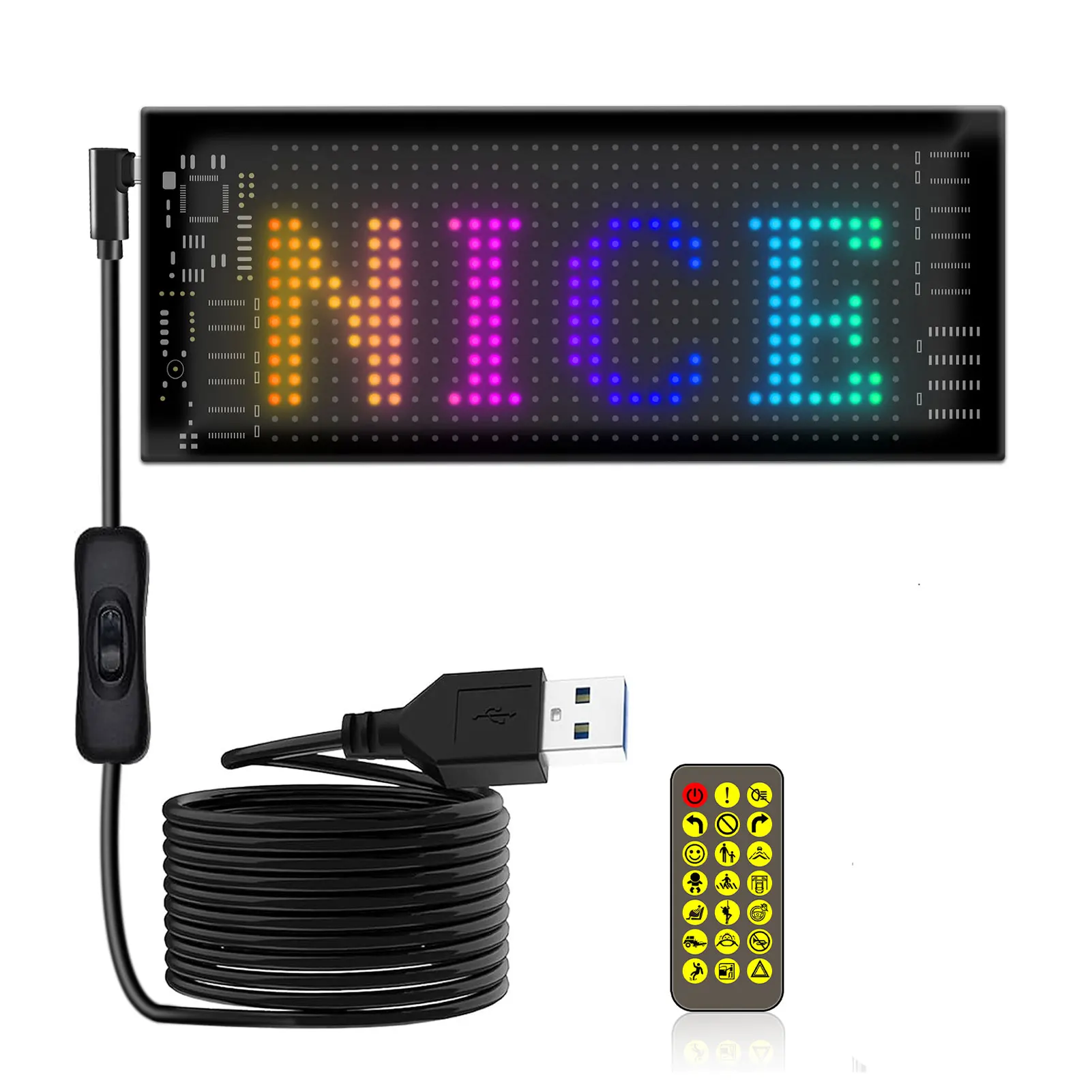 Car Windshield Scrolling Advertising LED Sign Panel Bluetooth App Control DIY Text Pattern Animation Programmable Car Display
