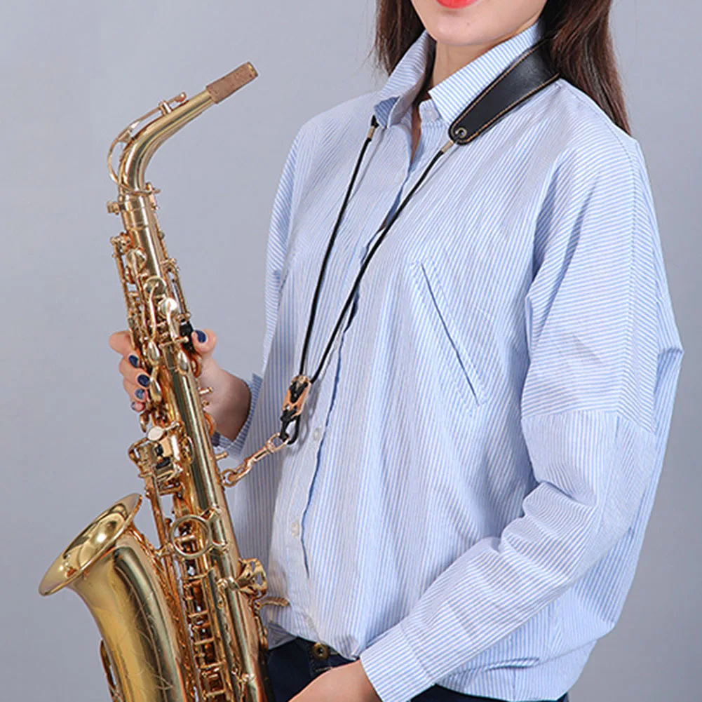 Soft Leather Saxophone Neckband  Conforms to Human Neck Curvature  Easy Installation  Compatible with Various Wind Instruments