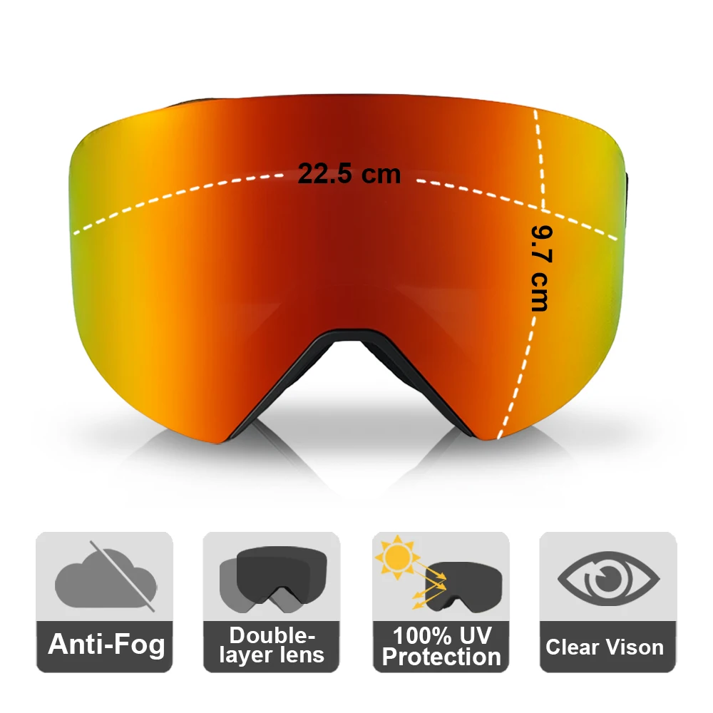 

Anti-Fog Ski Goggles Snowmobile Eyewear Outdoor Sport Snow Snowboard Glasses Magnetic Lenses New