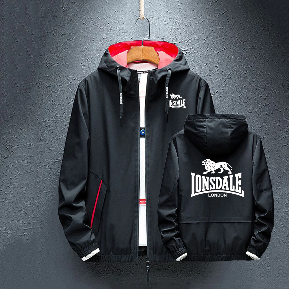 

Весна-осень, новый стиль Lonsdale, мужские высококачественные повседневные модные куртки на молнии с капюшоном и длинным рукавом, Мужская Уличная одежда, пальто