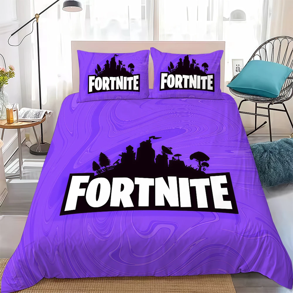 F-Fortnite Game Duvet Cover Set Home Style Bedding Soft Laundry Cotton Bed 3 Piece Set Student Dormitory Gift view 2