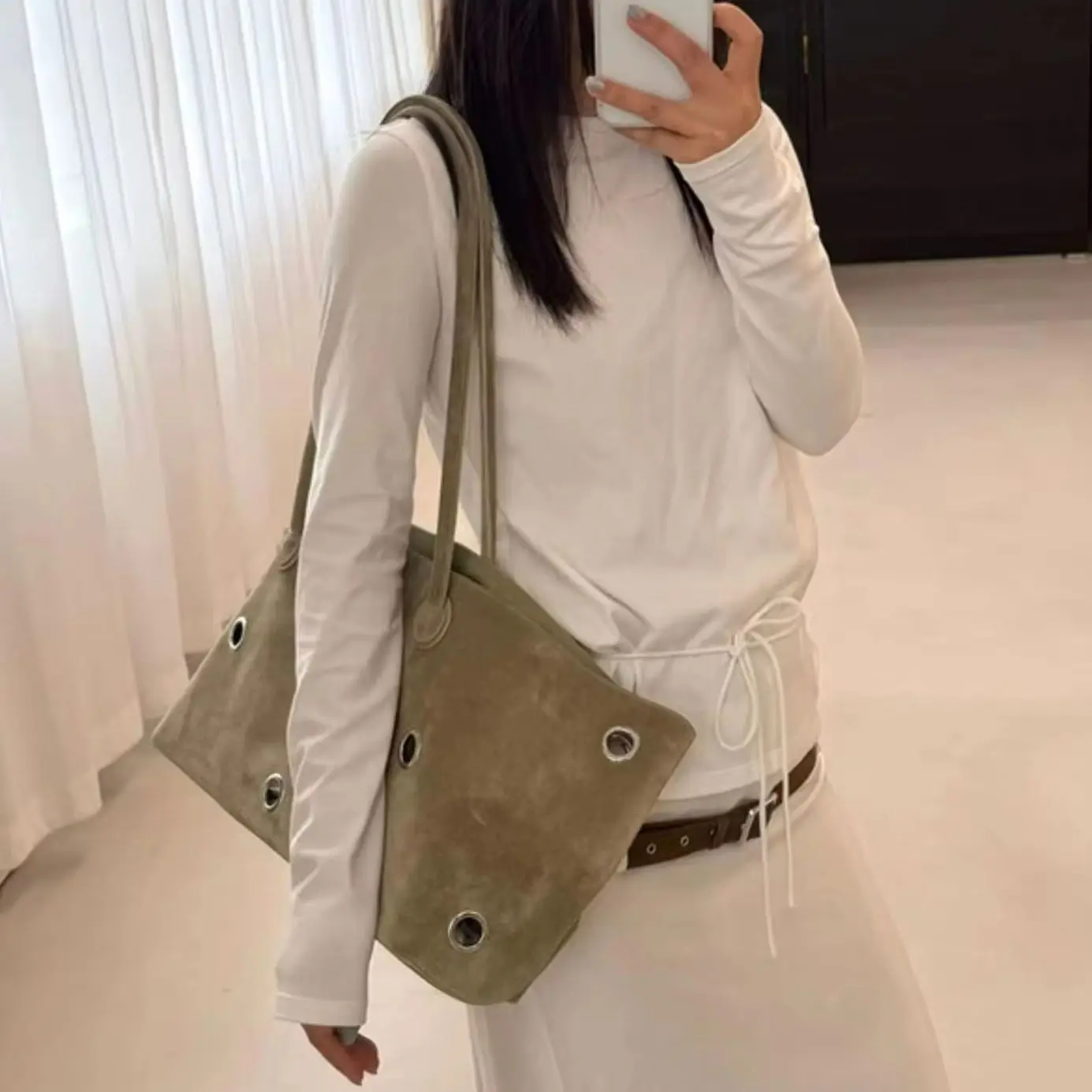 2026 New Suede PU Tote Bag for Women Luxury Shoulder Strap Large Capacity Casual Handbag