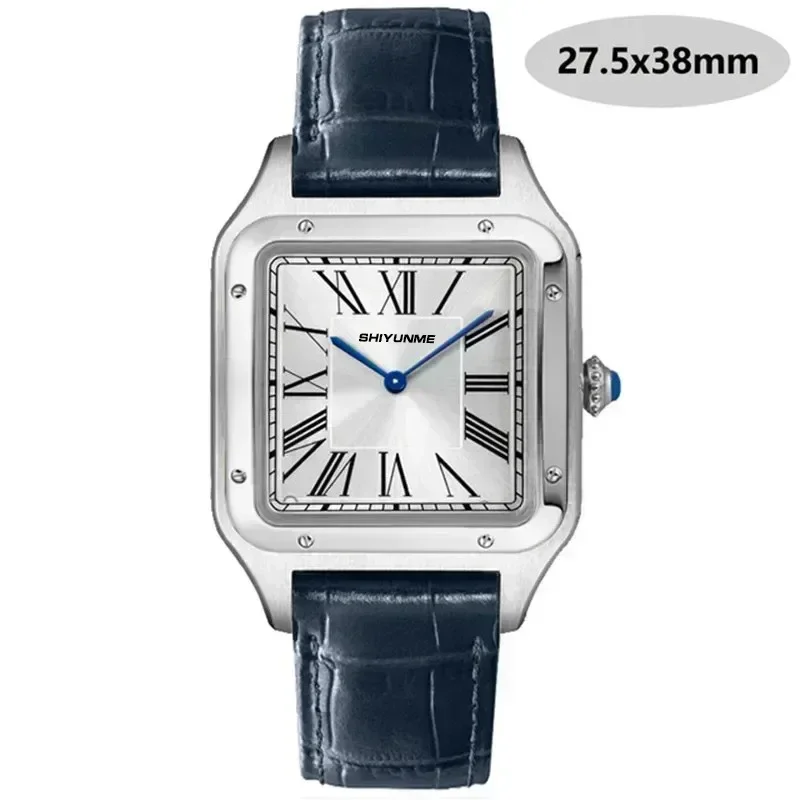 WATCH1 Store  High Quality Sapphire Watch Couple Quartz Watch Men And Women Fashion Square Leather Battery Small Square Watch