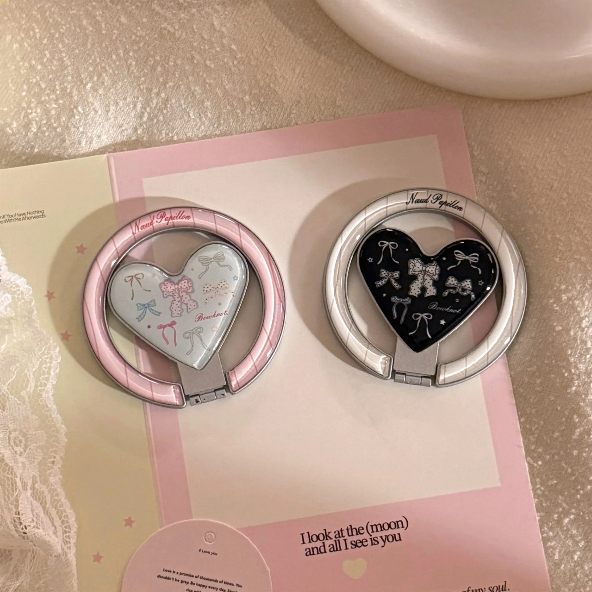 Princess Love Magnetic Phone Grip Holder Foldable Universal Kawaii Cell Mobile Finger Bracket Table Stand Korean Bow Suitable