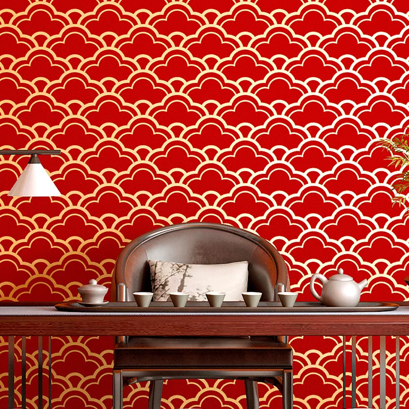 New Chinese Style Wallpaper Classical Zen Atmosphere Chinese Restaurant Dining Room Living Room Auspicious Cloud Pattern TV Back