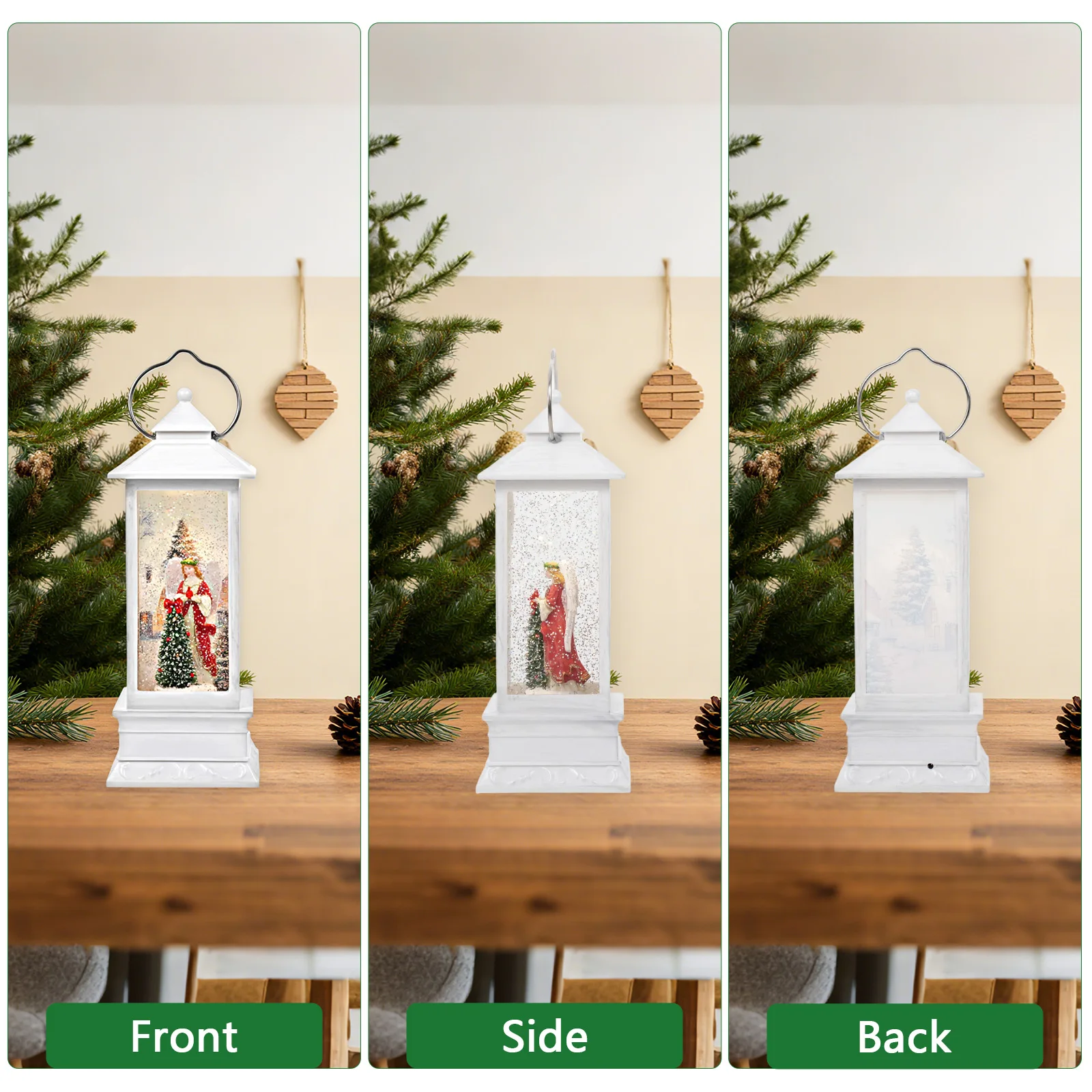 

USB Christmas Angel Lantern Musical Snow Globe with LED Lights & Snowfall, Ideal Holiday Gift