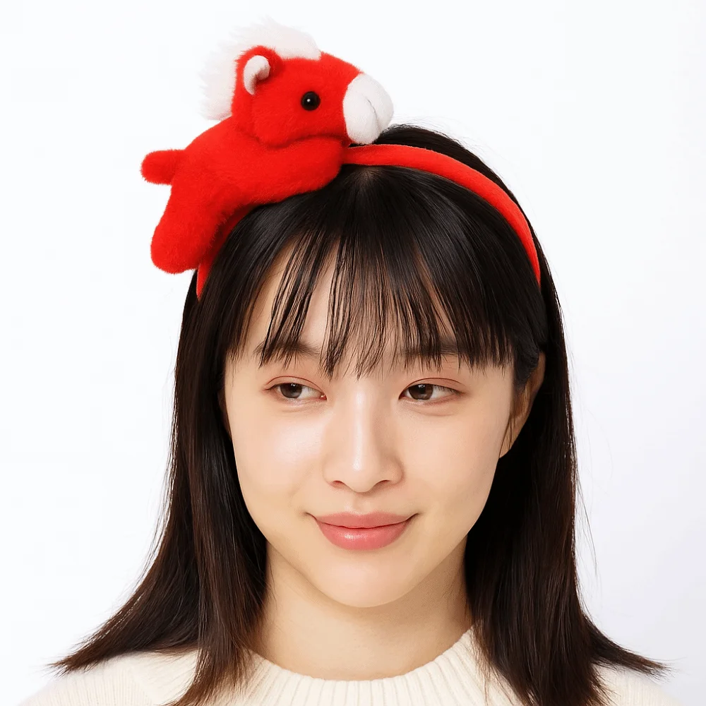 

Exquisite Cartoon Horse Hair Hoop Mascot Plush 2026 New Year Headband Headwear Pony New Year Headpiece Masquerade Party