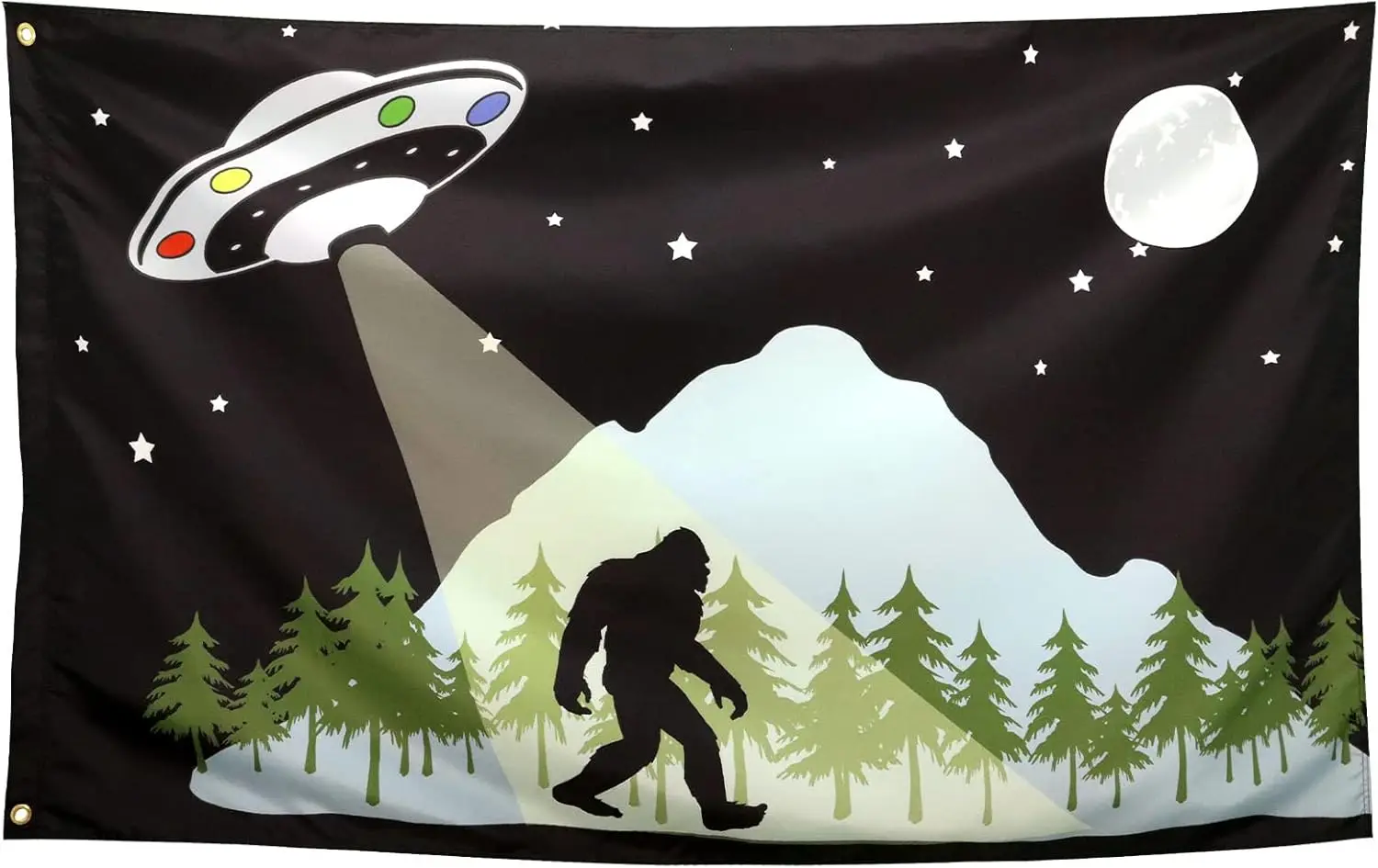 Seekamit Double Sided Bigfoot UFO Sasquatch Flag Cool Funny Banner 3X5 Ft Wall Meme Flags Outdoor Indoor Room Guys College Dorm