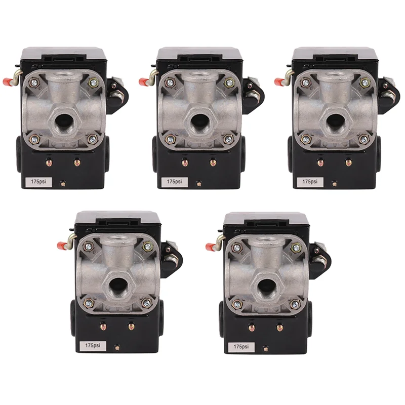 -ABHW 5X Pressure Switch Control Air Compressor 140-175 PSI 4 Port Heavy Duty 26 AMP Black