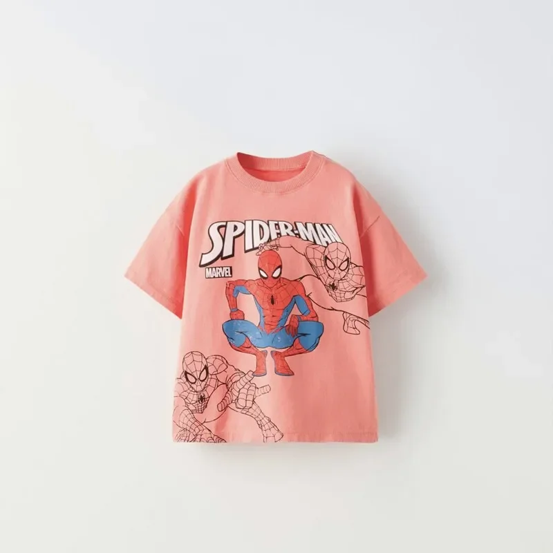 

Spider-man Printed Boys Clothes T-shirt 2024 New Summer Clothing Children's Wear Tops Short Sleeve Tees Kids Cartoon Tshirts