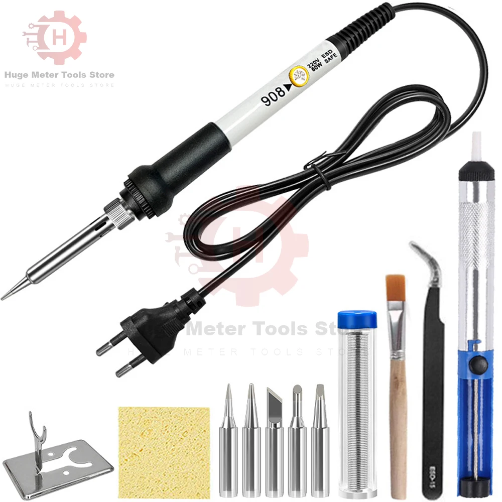 New Adjustable Temperature Electric Soldering Iron 220/110V 60W Electric Soldering Iron Head Soldering Iron Pen Welding Kit