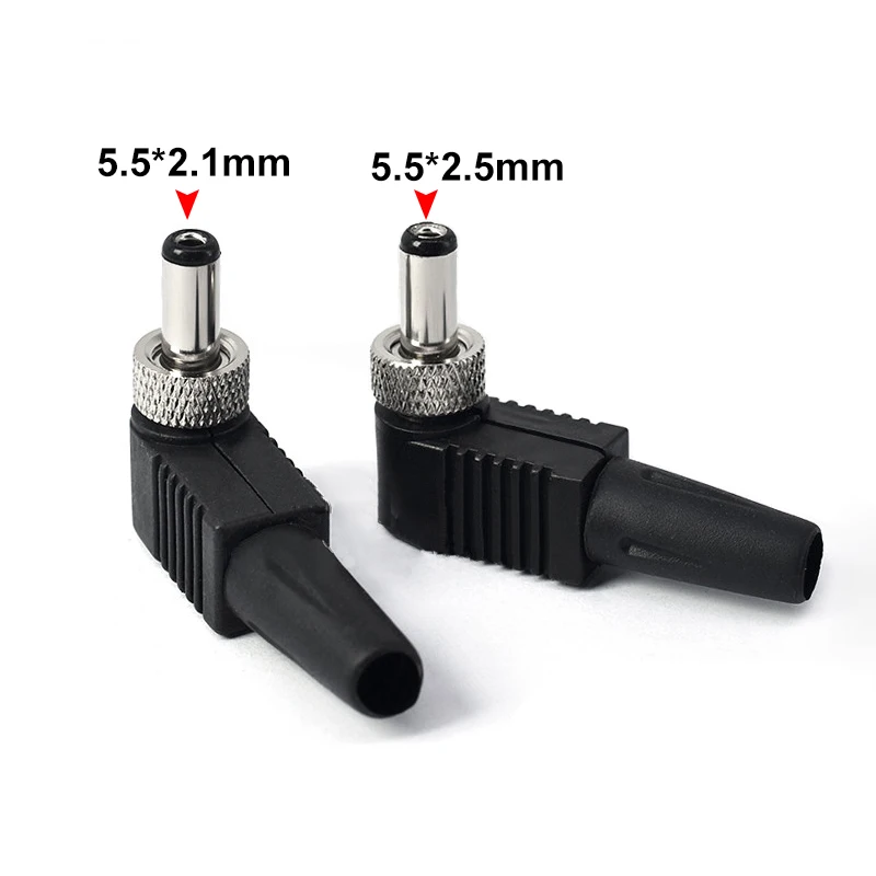 

2PCS 90 Degree Male 5.5x2.1mm 5.5x2.5mm Type L Plug DC Power Male Plug